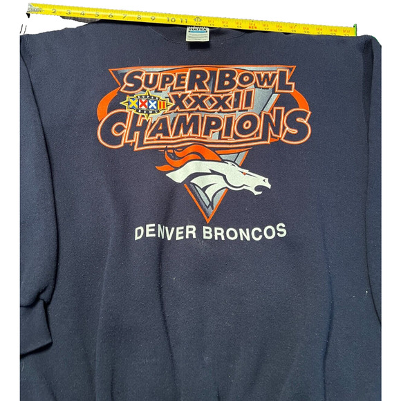 Vintage Denver Broncos Superbowl Champions XXXII Sweatshirt Blue Mens Size L - Picture 5 of 6